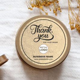 Pegatina Redonda Empresa de negocios Gracias Gold Black | Añadir LO