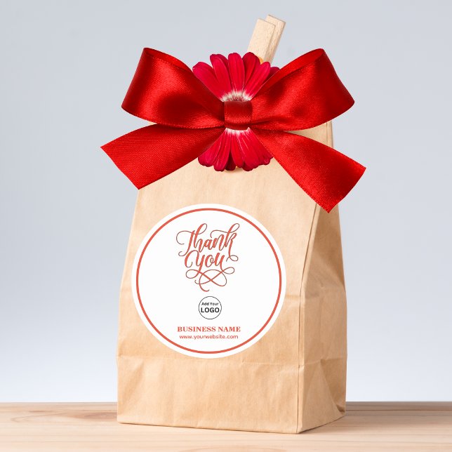 Pegatina Redonda Empresa de negocios Gracias Red | Añadir LOGO (Subido por el creador)