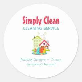 Pegatina Redonda Empresa de servicio de limpieza de casas particula