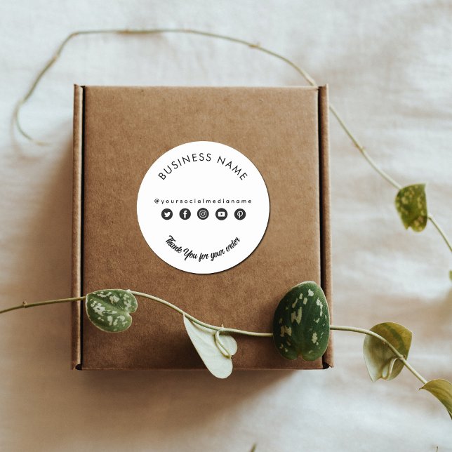 Pegatina Redonda Empresarial Gracias Empaquetar Producto Medios Soc (Subido por el creador)