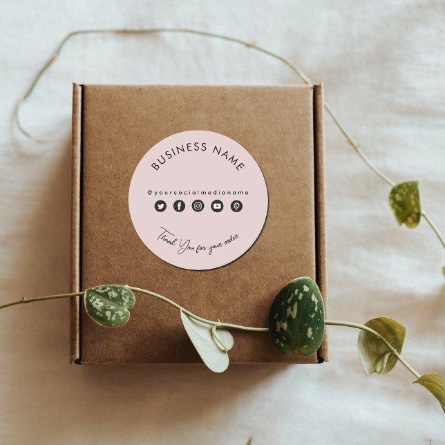 Pegatina Redonda Empresarial Gracias Empaquetar Producto Medios Soc (Subido por el creador)