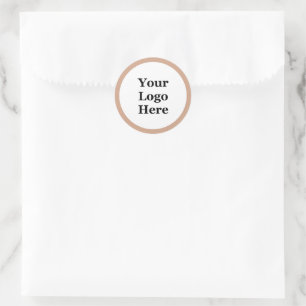 Pegatina Redonda Empresarial Peach y White Your Logo Template Aquí