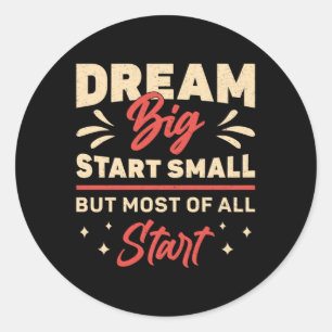 Pegatina Redonda Empresario Dream Big Start Pequeño Director Ejecut