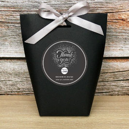 Pegatina Redonda Empresas de Negocios Gracias Silver | Añadir LOGO