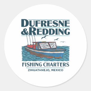 Pegatina Redonda Empresas de Pesca Dufresne y Redding