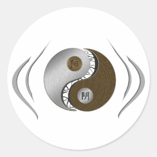 Pegatina Redonda Empujar y Tirar - Yin Yang