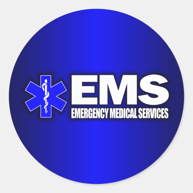Pegatina Redonda EMS - Servicios médicos de emergencia (Anverso)