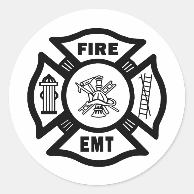 Pegatina Redonda EMT de incendios (Anverso)