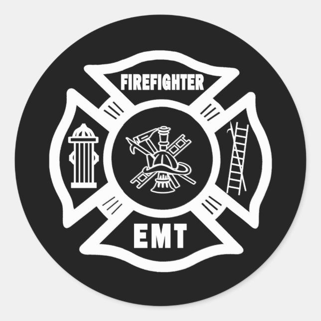 Pegatina Redonda EMT para bomberos (Anverso)