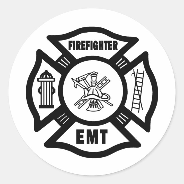 Pegatina Redonda EMT para bomberos (Anverso)