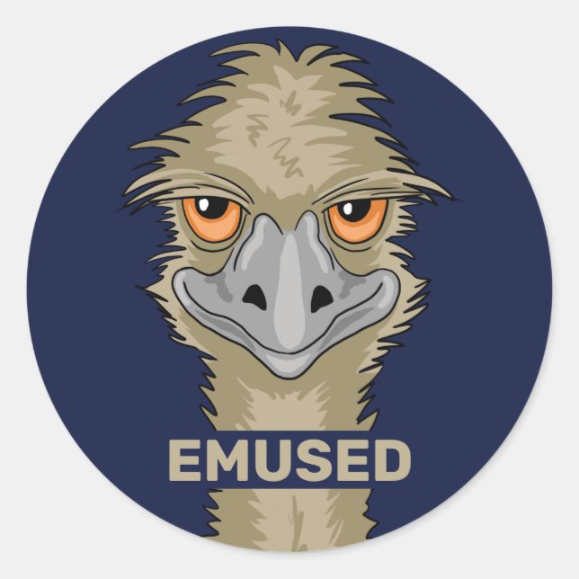 Pegatina Redonda Emused Funny Emu Pun (Anverso)