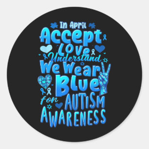 Pegatina Redonda En Abril Acepten Amor Usamos Conciencia Del Autism