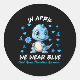 Pegatina Redonda En Abril Usamos Abuso Azul Infantil Pr