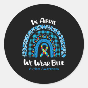 Pegatina Redonda En Abril Usamos Awaren El Autismo Del Rompecabezas