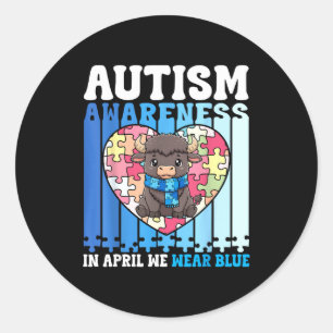 Pegatina Redonda En abril usamos azul Conciencia del Autismo Buffal
