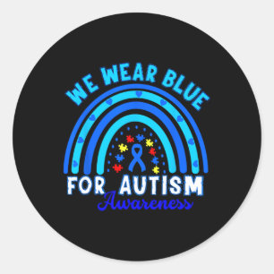 Pegatina Redonda En Abril Usamos Conciencia Sobre El Autismo Azul N