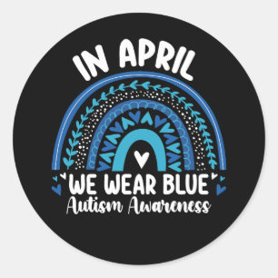 Pegatina Redonda En Abril Usamos El Autismo Azul Concienciación Arc