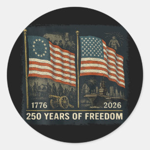 Pegatina Redonda En Ck Betsy Ross Flag 250 Años De Libertad 1776-20