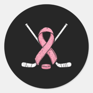 Pegatina Redonda (en Ck) Mes del Cáncer de Mama de Hockey sobre Hie