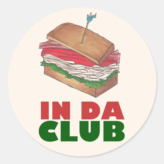 Pegatina Redonda En Da Club Turkey Club Sandwich Diner Comida (Anverso)