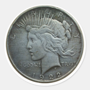 Pegatina Redonda En DIOS confiamos - Moneda de 1922