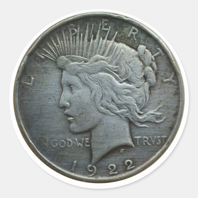 Pegatina Redonda En DIOS confiamos - Moneda de 1922 (Anverso)