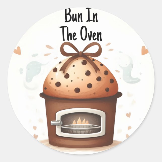 Pegatina Redonda En El Baby Shower De La Fun Retro Boho Cake Bun (Anverso)