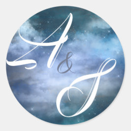 Pegatina Redonda En el Boda Nueve en la Nube