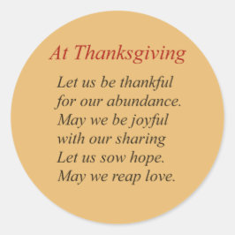 Pegatina Redonda En el Día de Acción de Gracias, poema en otoño