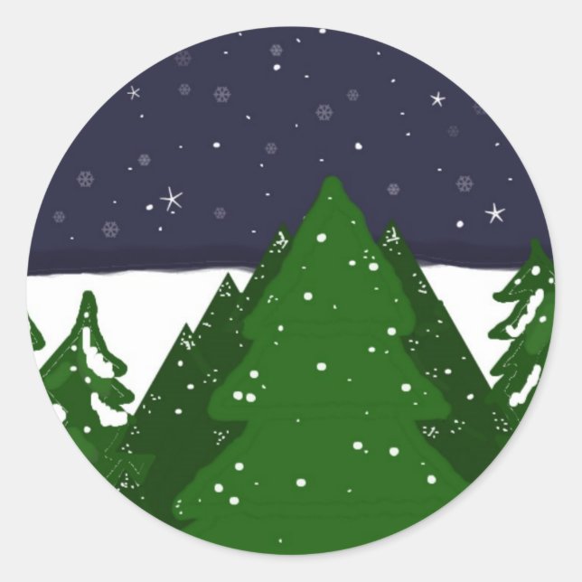 Pegatina Redonda En el frío del invierno (Anverso)