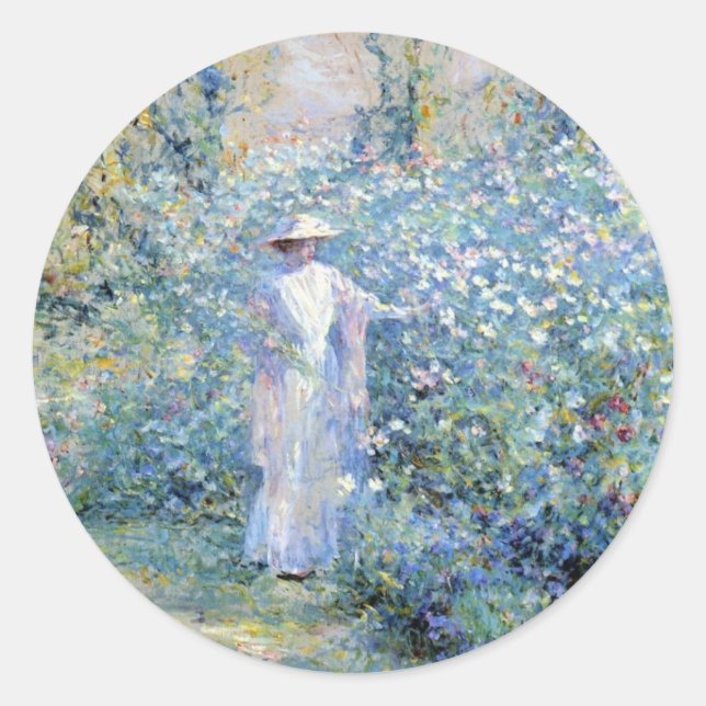 Pegatina Redonda En el jardín (Anverso)