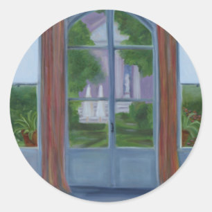 Pegatina Redonda "En el jardín "