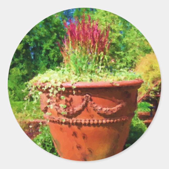 Pegatina Redonda En el jardín (Anverso)