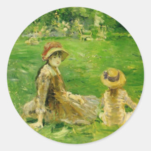 Pegatina Redonda En el jardín de Maurecourt Berthe Morisot