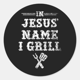 Pegatina Redonda En el nombre de Jesús I Grill
