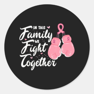 Pegatina Redonda En esta familia luchamos juntos contra el cáncer d