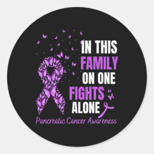 Pegatina Redonda En esta familia nadie lucha solo contra el cáncer