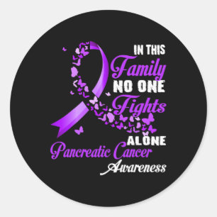 Pegatina Redonda En Esta Familia Nadie Lucha Solo - Pancreatic Can