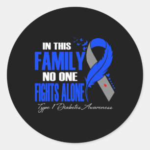 Pegatina Redonda En Esta Familia Nadie Lucha Solo Por La Diabetes T