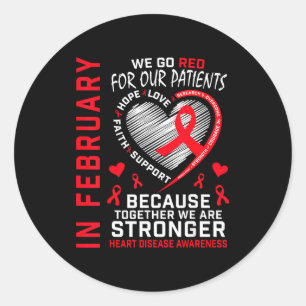 Pegatina Redonda En febrero Enfermera de Go Red Rn Conciencia sobre