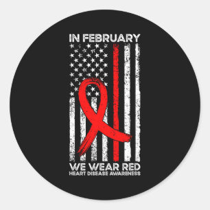 Pegatina Redonda En Febrero Nosotros Llevamos Rojo Conciencia De La