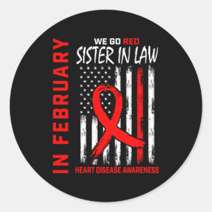 Pegatina Redonda En Febrero Usa Rojo Hermana Política Enfermedad Ca