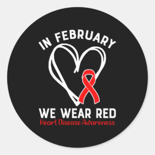 Pegatina Redonda En Febrero Usamos Cinta Roja Conciencia de la Enfe