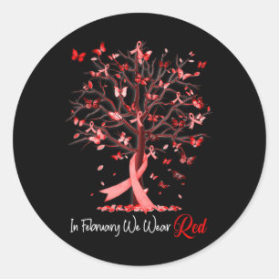 Pegatina Redonda En Febrero Usamos La Cinta Roja De La Enfermedad C
