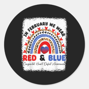 Pegatina Redonda En Febrero Usamos Red & Conciencia Azul Del Ni
