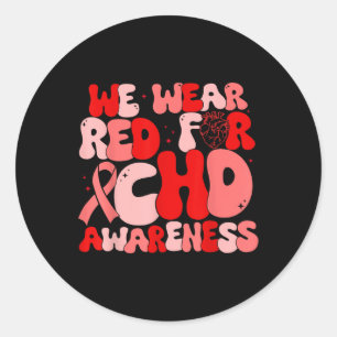 Pegatina Redonda En Febrero Usamos Red Chd Awareness Heart Diseas