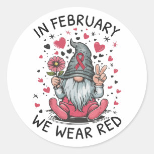 Pegatina Redonda En Febrero Usamos Rojo Conciencia de la Salud del