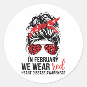 Pegatina Redonda En Febrero Usamos Un Bollo Desordenado Rojo - Enfe