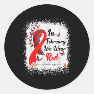 Pegatina Redonda En Febrero Vemos Enfermedades Del Corazón Rojo Awa