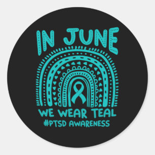 Pegatina Redonda En Junio Usamos Conciencia Verde azulada #ptsd